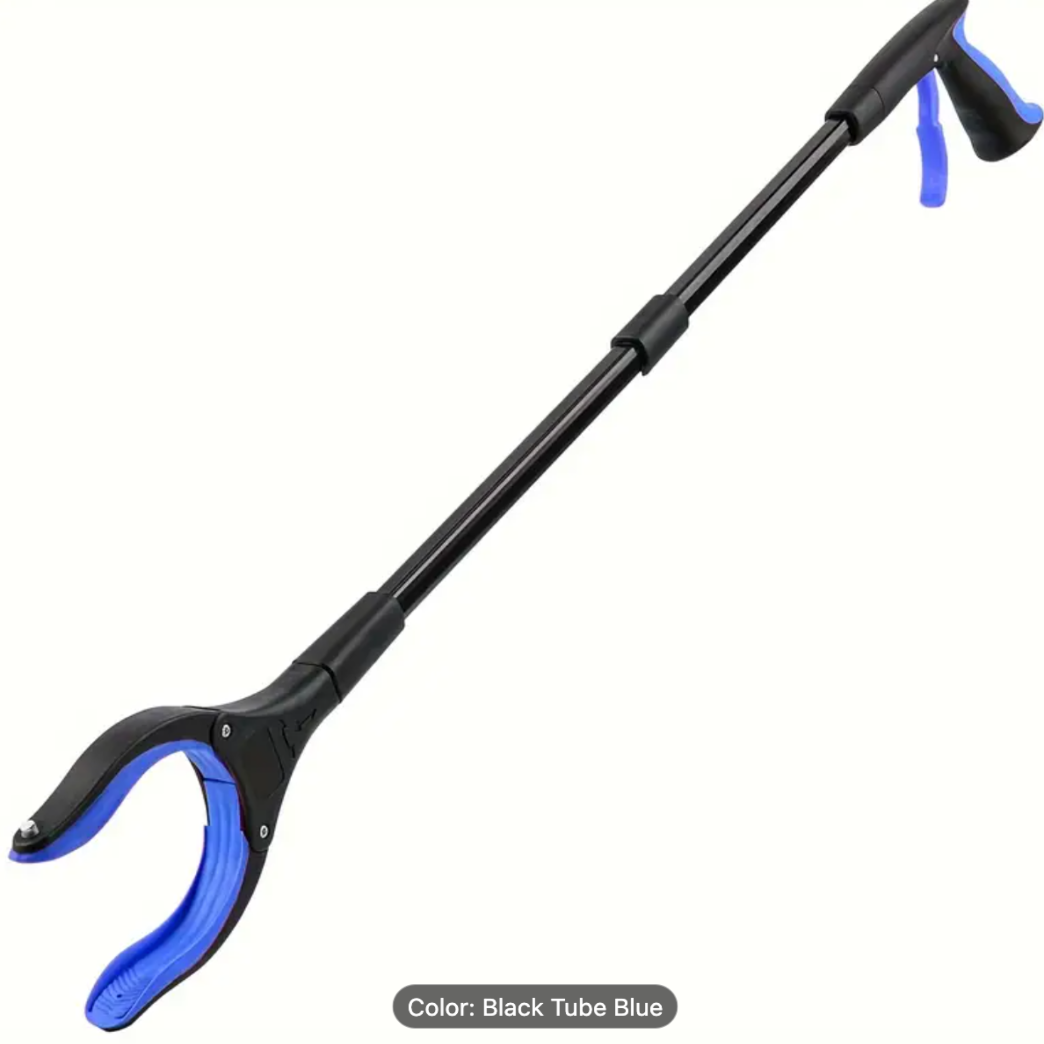 Black and blue retrieval tool on a white background